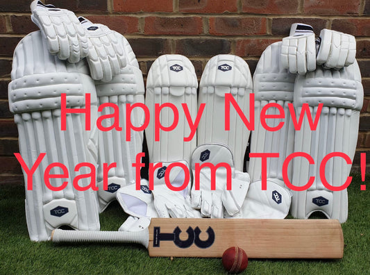 Happy New Year from TCC across a landscape image of the TCC cricket range