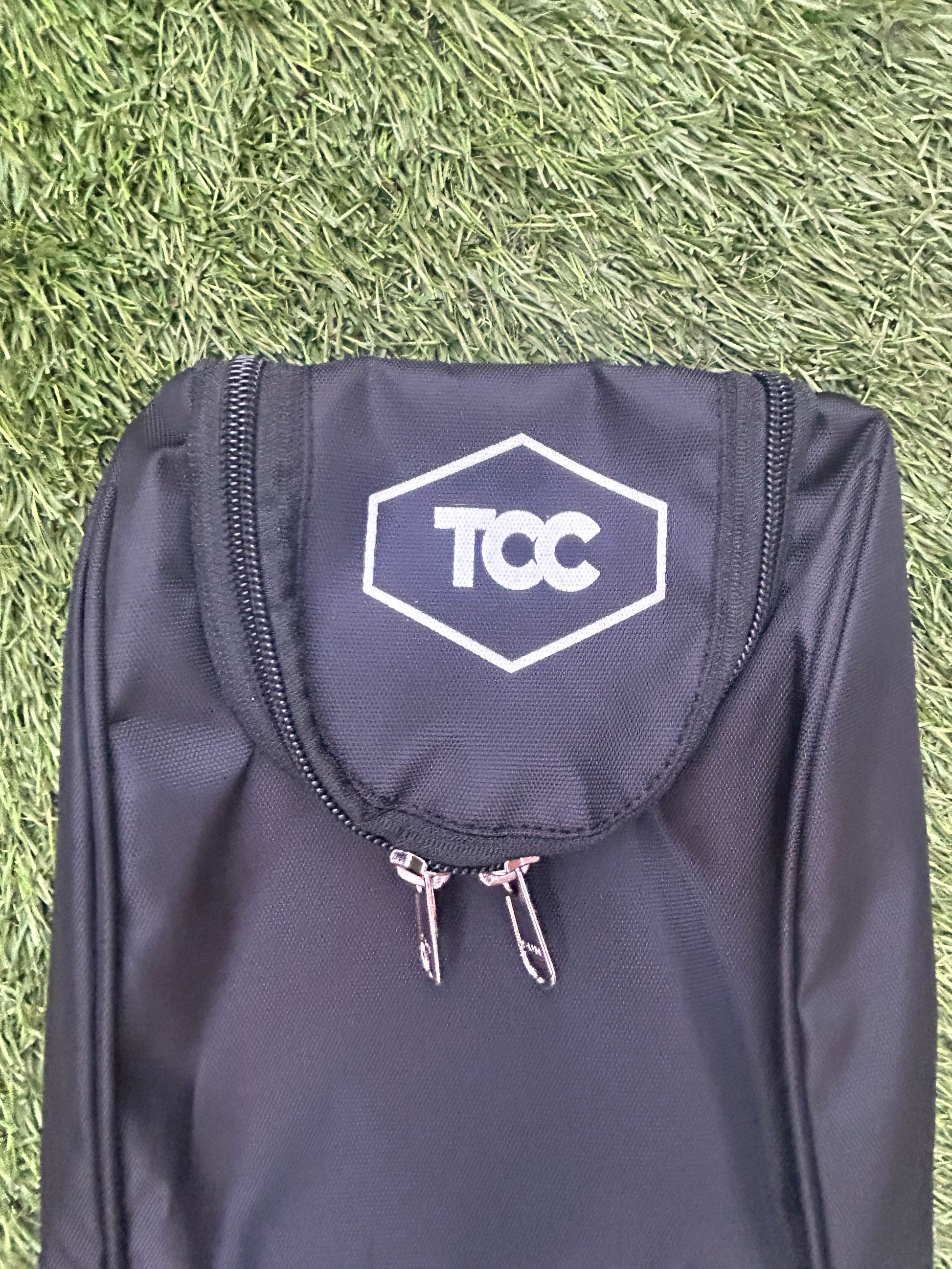 TCC Hockey Stick bag with Hexagon logo on the stick pocket at the top of the bag